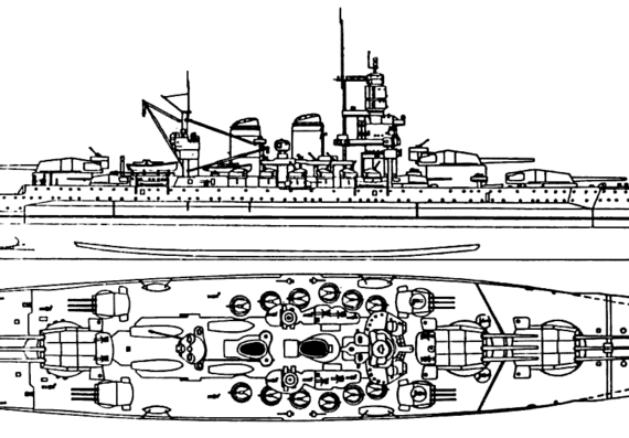 Combat ship RN Vittorio Veneto 1943 [Battleship] - drawings, dimensions, pictures